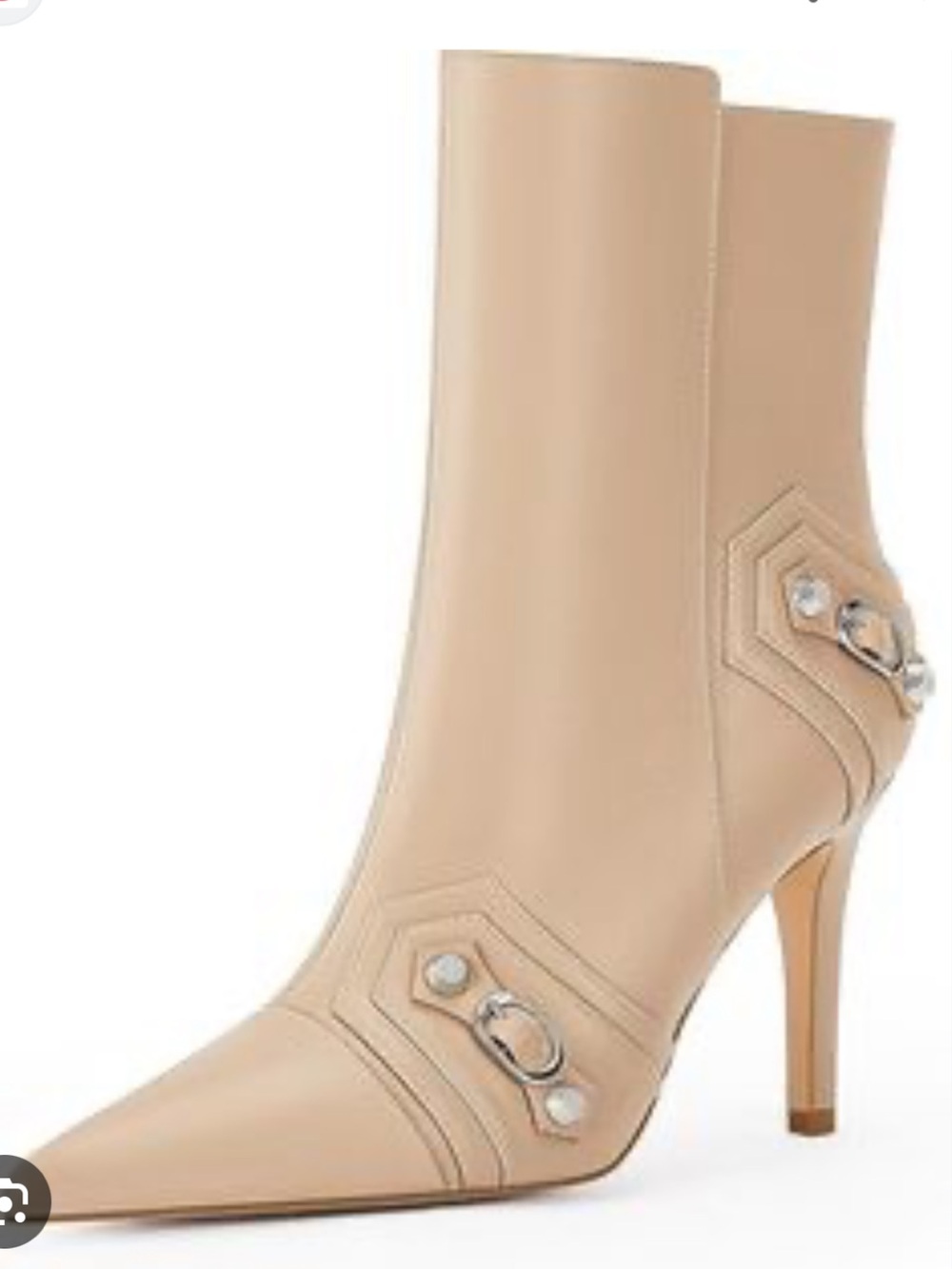 Nude Pointed-Toe Heeled Boots sz 7.5
